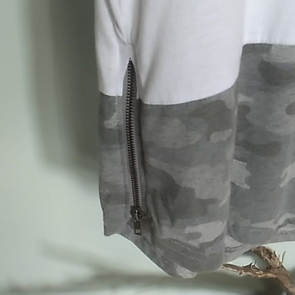 Urban Id Longline 2 Tone White And Camo Short Sleeve Crew Neck - Picture 3 of 8